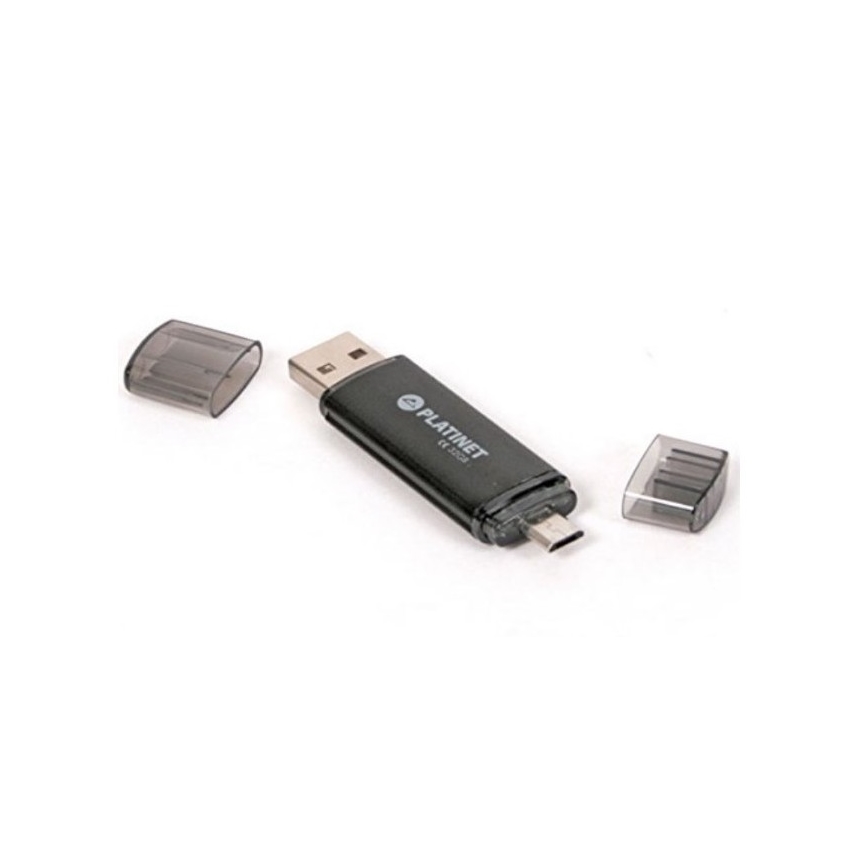 Dviguba USB laikmena + MicroUSB 32GB juoda