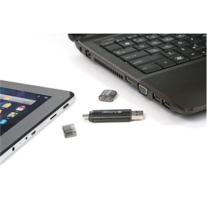 Dviguba USB laikmena + MicroUSB 32GB juoda