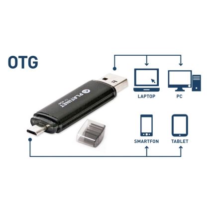 Dviguba USB laikmena + MicroUSB 32GB juoda