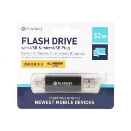 Dviguba USB laikmena + MicroUSB 32GB juoda