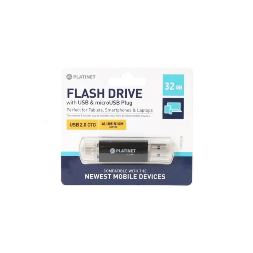 Dviguba USB laikmena + MicroUSB 32GB juoda