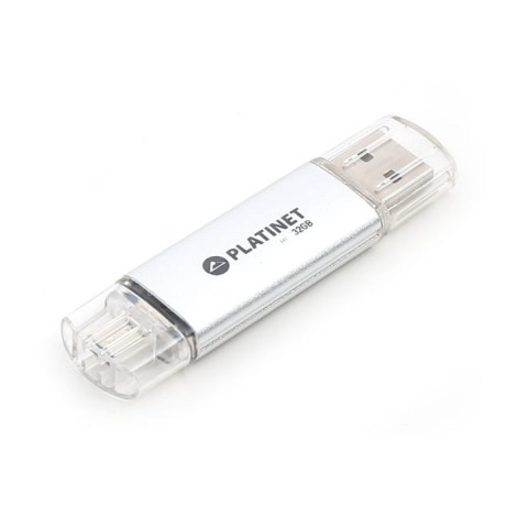 Dviguba USB laikmena + MicroUSB 32GB Sidarbo spalvos