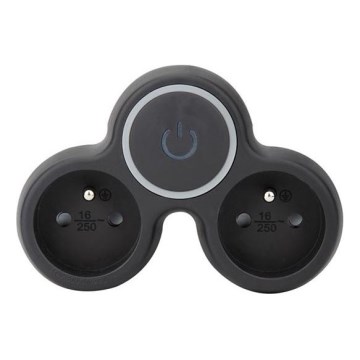 Dvigubas kištukinis adapteris su jungikliu 2x 10A, juodas
