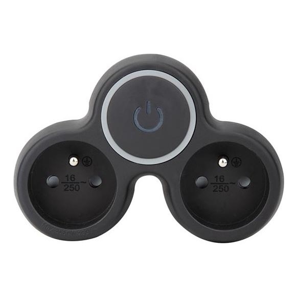 Dvigubas kištukinis adapteris su jungikliu 2x 10A, juodas