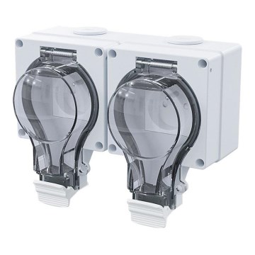 Dvigubas lizdas drėgnoms patalpoms 230V/16A IP66