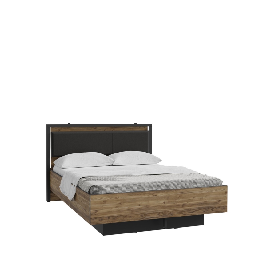 Dvigulė lova su talpia daiktų laikymo dėže OREN 140x200 cm ruda/juoda