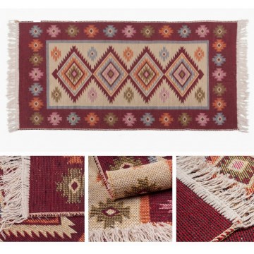 Dvipusis orientalinis kilimas KILIM 80x150 cm raudonas/smėlio spalvos
