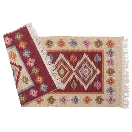 Dvipusis orientalinis kilimas KILIM 80x150 cm raudonas/smėlio spalvos