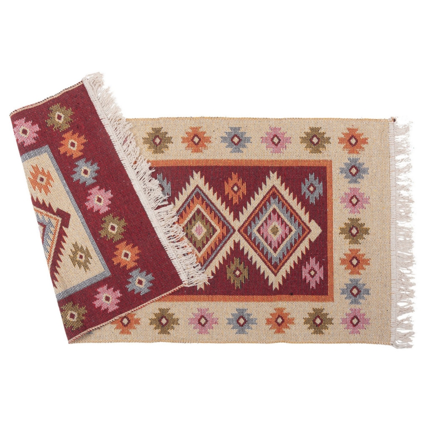 Dvipusis orientalinis kilimas KILIM 80x150 cm raudonas/smėlio spalvos