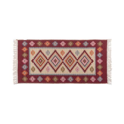 Dvipusis orientalinis kilimas KILIM 80x150 cm raudonas/smėlio spalvos