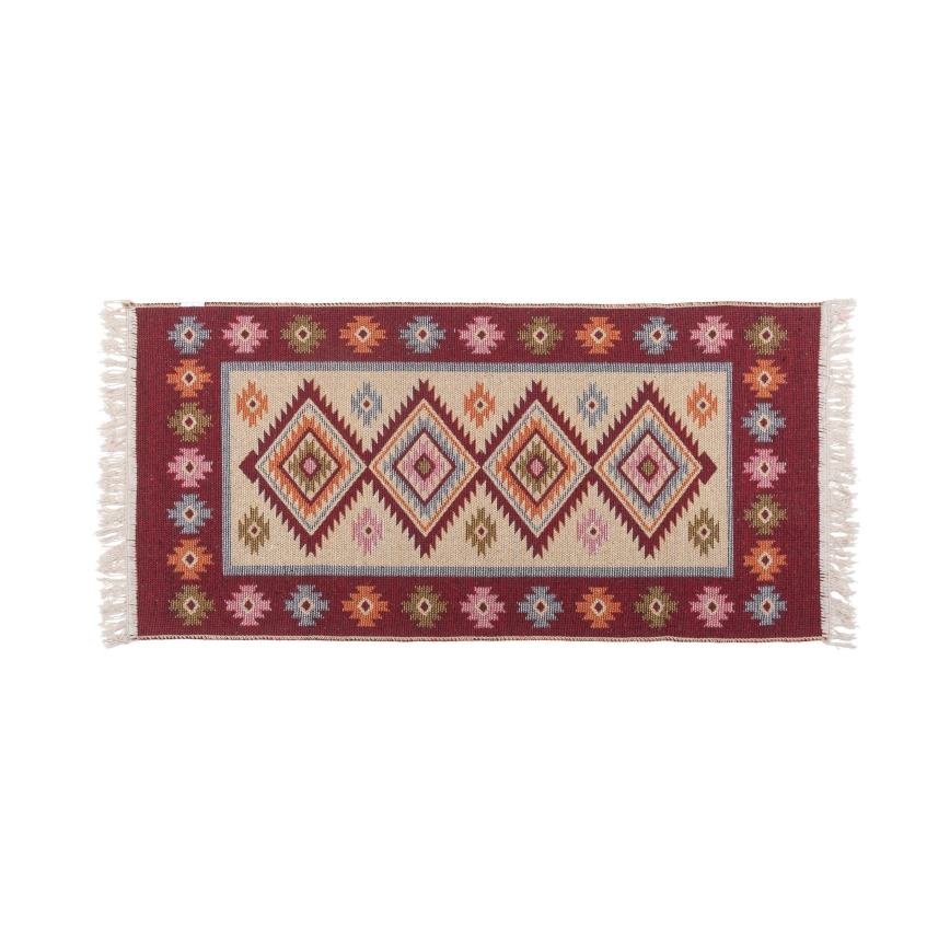 Dvipusis orientalinis kilimas KILIM 80x150 cm raudonas/smėlio spalvos