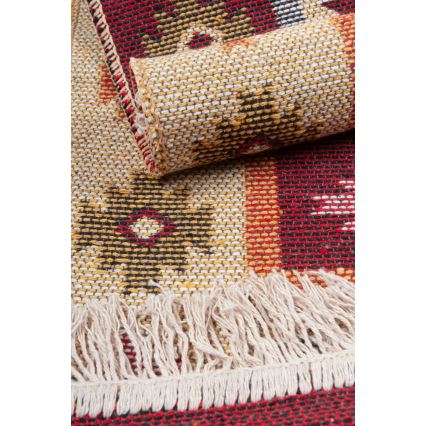 Dvipusis orientalinis kilimas KILIM 80x150 cm raudonas/smėlio spalvos