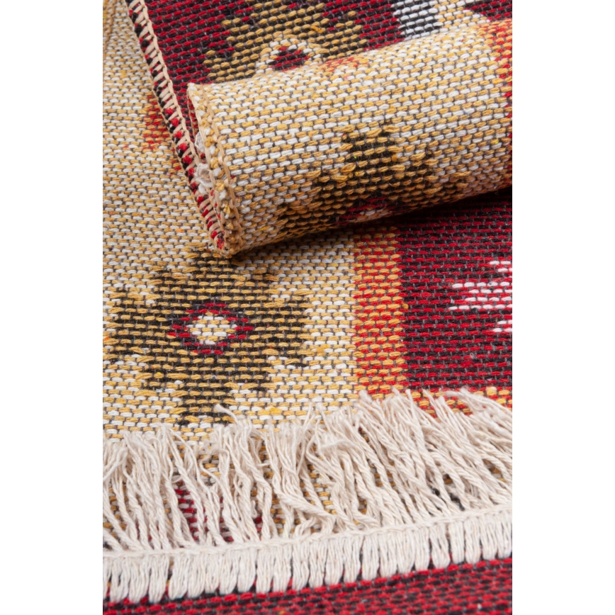 Dvipusis orientalinis kilimas KILIM 80x150 cm raudonas/smėlio spalvos