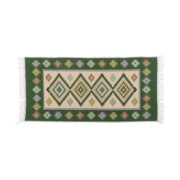 Dvipusis rytietiškas kilimas KILIM 80x150 cm žalia/smėlinė