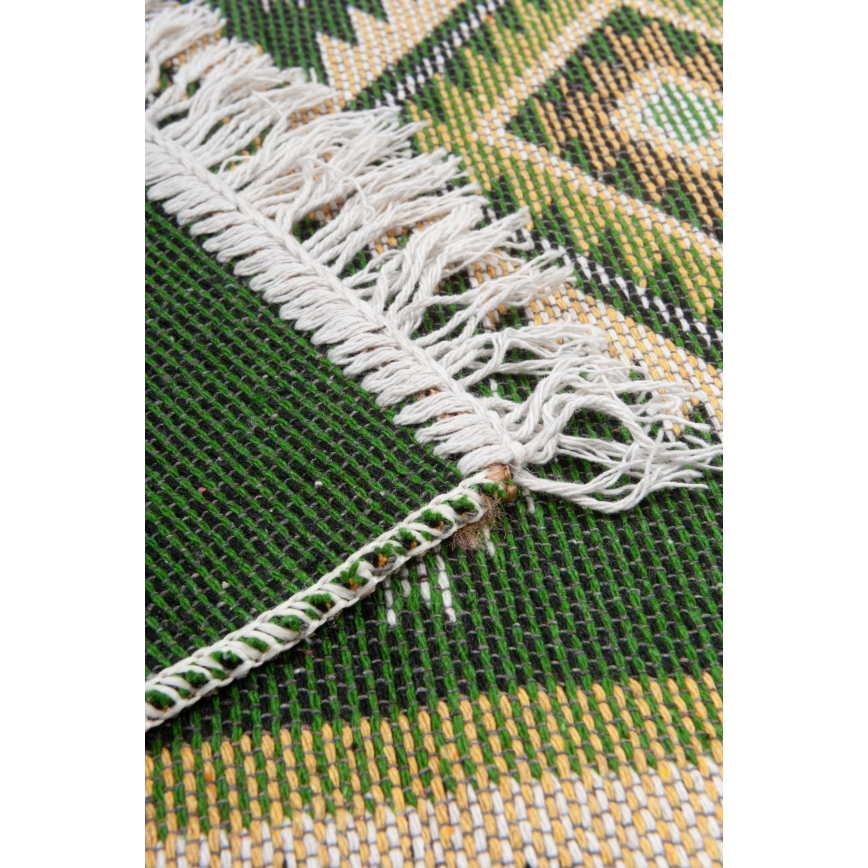Dvipusis rytietiškas kilimas KILIM 80x150 cm žalia/smėlinė