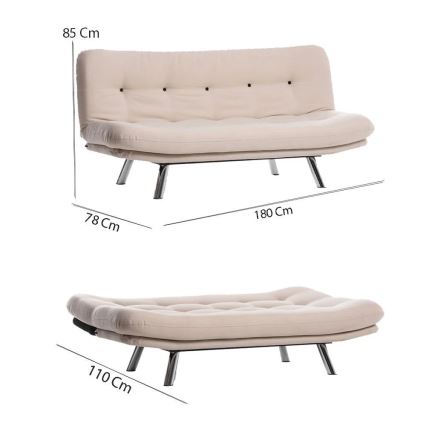 Dvivietė išskleidžiama sofa BAKU, kreminė