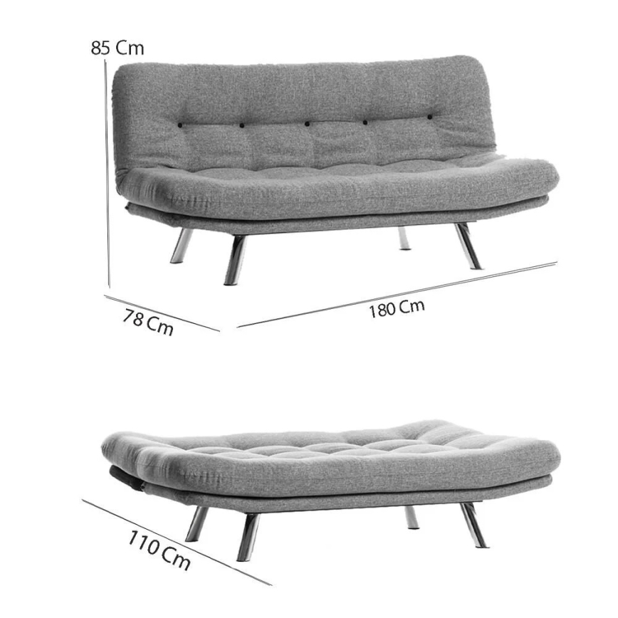 Dvivietė išskleidžiama sofa BINA šviesiai pilka
