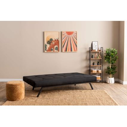 Dvivietė išskleidžiama sofa-lova BAKU, juodos spalvos