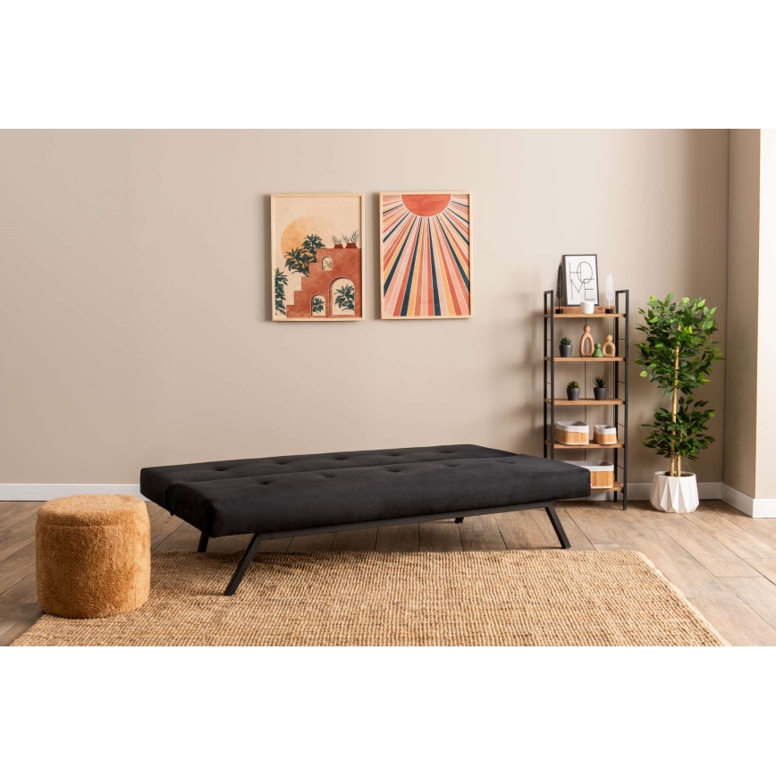 Dvivietė išskleidžiama sofa-lova BAKU, juodos spalvos