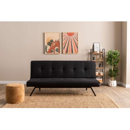 Dvivietė išskleidžiama sofa-lova BAKU, juodos spalvos