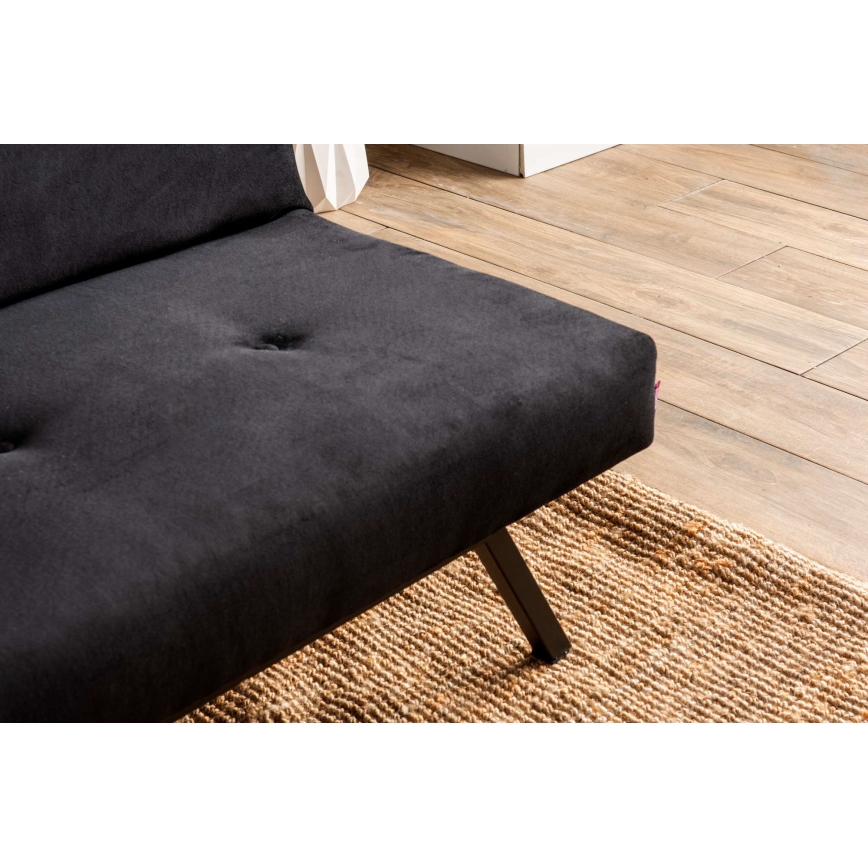 Dvivietė išskleidžiama sofa-lova BAKU, juodos spalvos