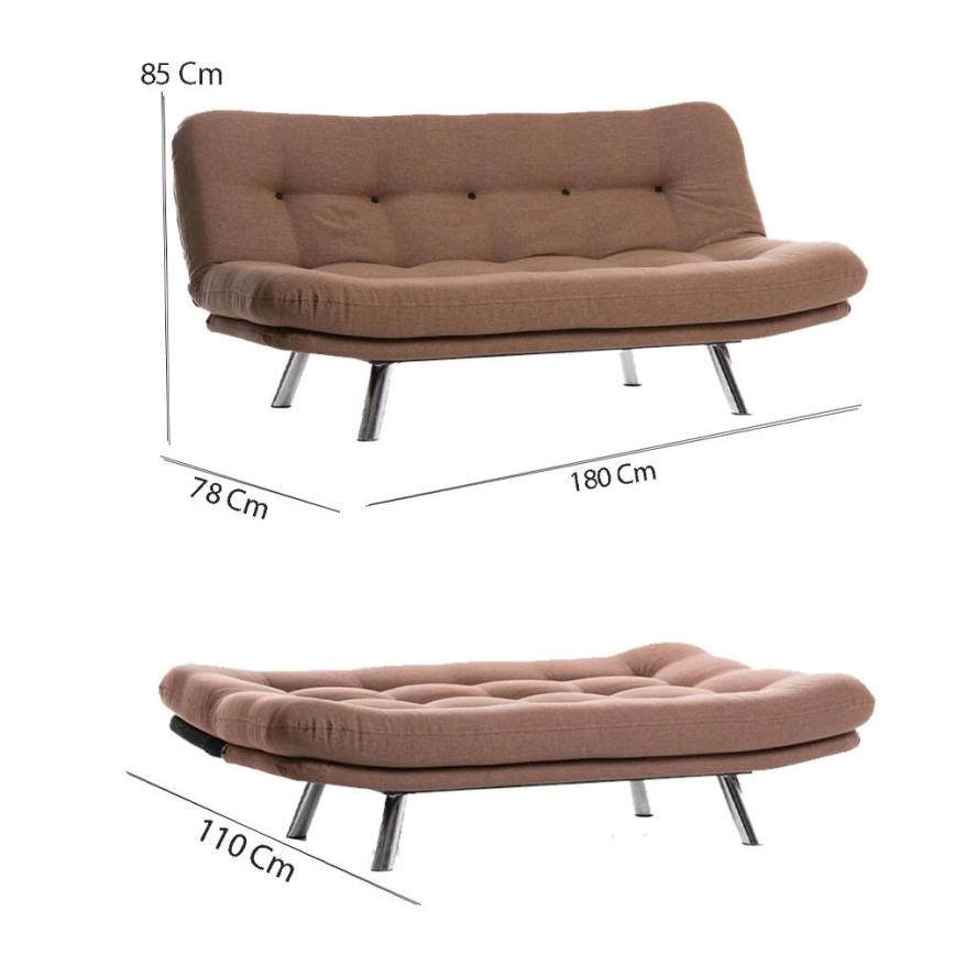 Dvivietė išskleidžiama sofa-lova BINA šviesiai ruda