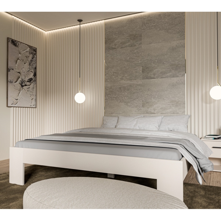 Dvivietė lova PIROA 180x200 cm, smėlio spalvos