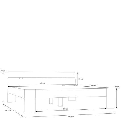 Dvivietė lova PIROA 180x200 cm, smėlio spalvos