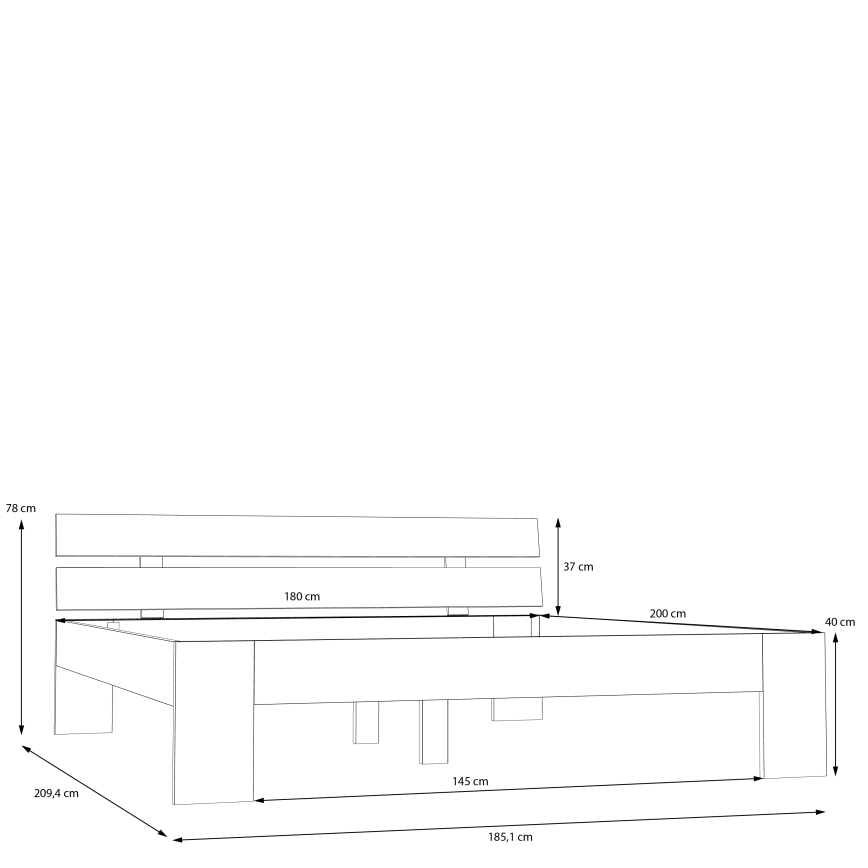 Dvivietė lova PIROA 180x200 cm, smėlio spalvos