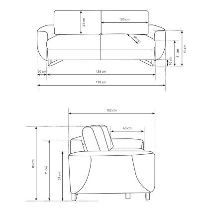 Dvivietė sofa AVESTA, antracito spalvos