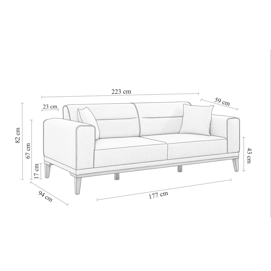 Dvivietė sofa DOTY tamsiai pilka