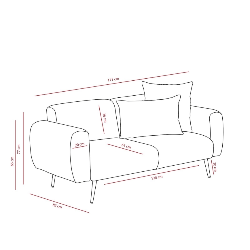 Dvivietė sofa PISA šviesiai pilka