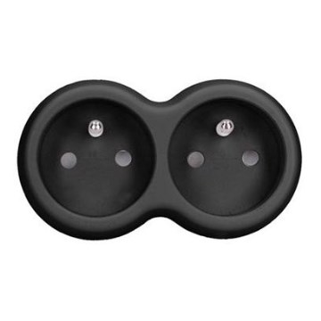 Dvivietis kištukinis adapteris 2x 10A, juodas