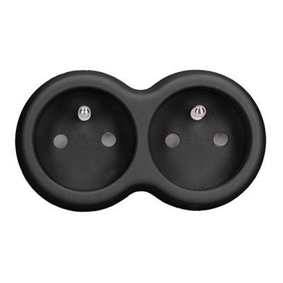 Dvivietis kištukinis adapteris 2x 10A, juodas