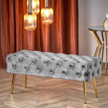 Dygsniuotas suolas ATHENA 40x100 cm pilka/auksas