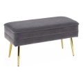 Dygsniuotas suolas su sandėliavimo vieta VELVA 37x78 cm pilka/auksas