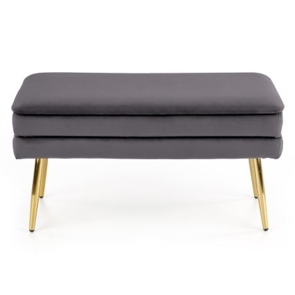Dygsniuotas suolas su sandėliavimo vieta VELVA 37x78 cm pilka/auksas