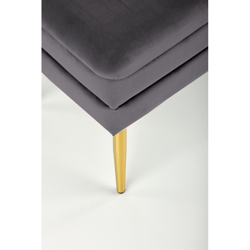 Dygsniuotas suolas su sandėliavimo vieta VELVA 37x78 cm pilka/auksas