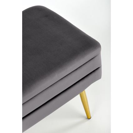 Dygsniuotas suolas su sandėliavimo vieta VELVA 37x78 cm pilka/auksas