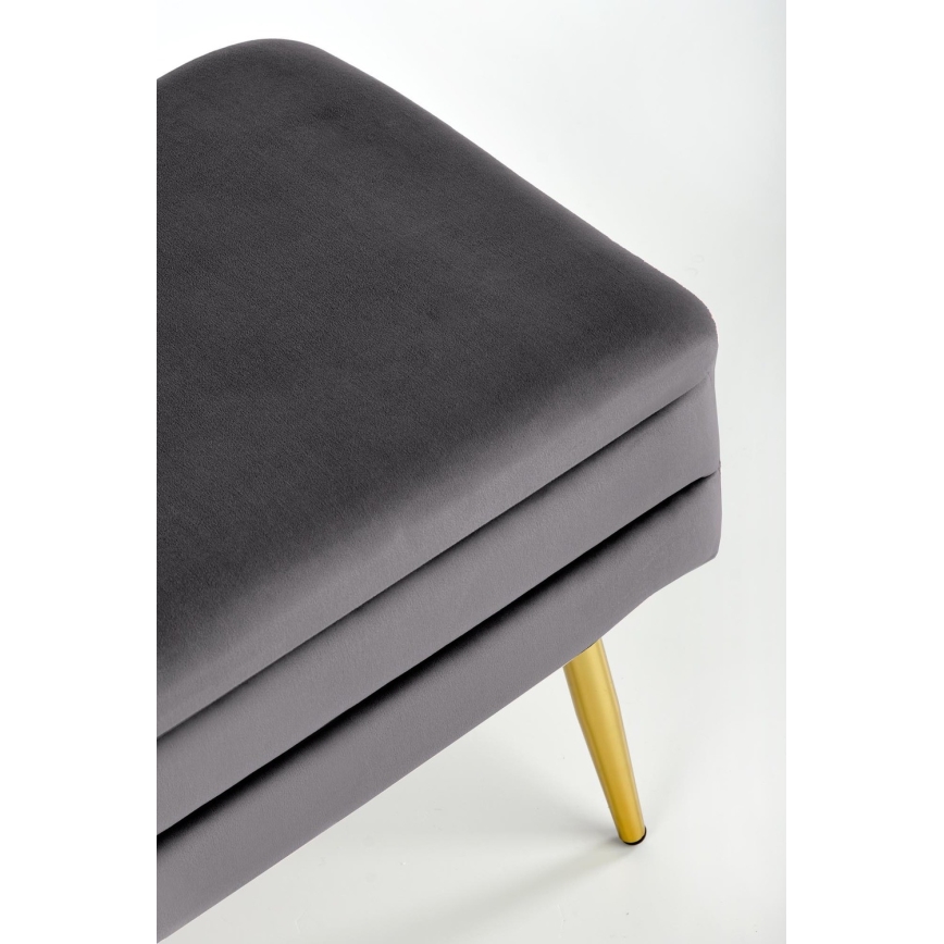 Dygsniuotas suolas su sandėliavimo vieta VELVA 37x78 cm pilka/auksas