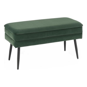 Dygsniuotas suolas su sandėliavimo vieta VELVA 37x78 cm žalia/juoda