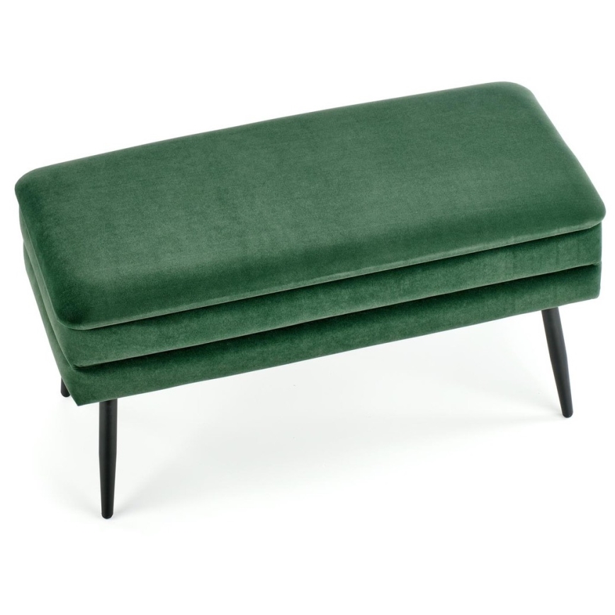 Dygsniuotas suolas su sandėliavimo vieta VELVA 37x78 cm žalia/juoda