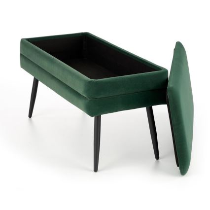Dygsniuotas suolas su sandėliavimo vieta VELVA 37x78 cm žalia/juoda