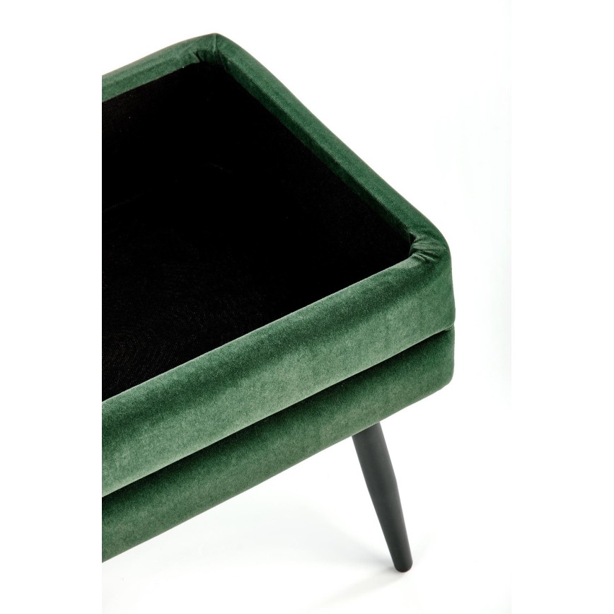 Dygsniuotas suolas su sandėliavimo vieta VELVA 37x78 cm žalia/juoda