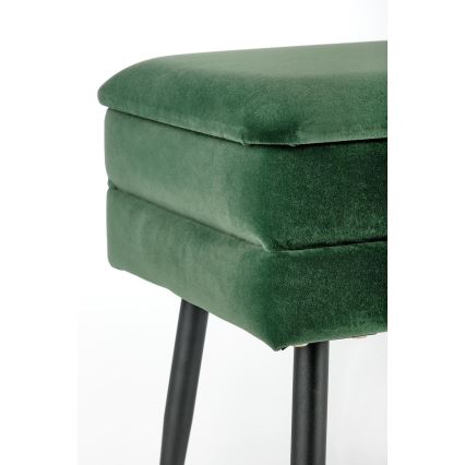 Dygsniuotas suolas su sandėliavimo vieta VELVA 37x78 cm žalia/juoda