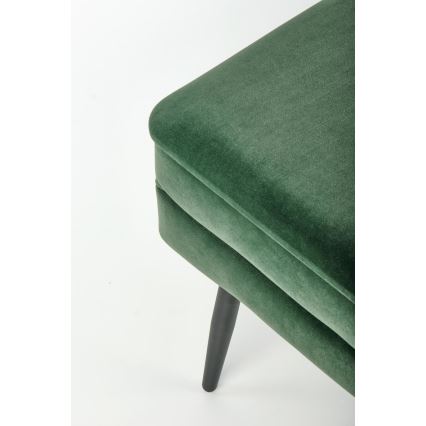 Dygsniuotas suolas su sandėliavimo vieta VELVA 37x78 cm žalia/juoda