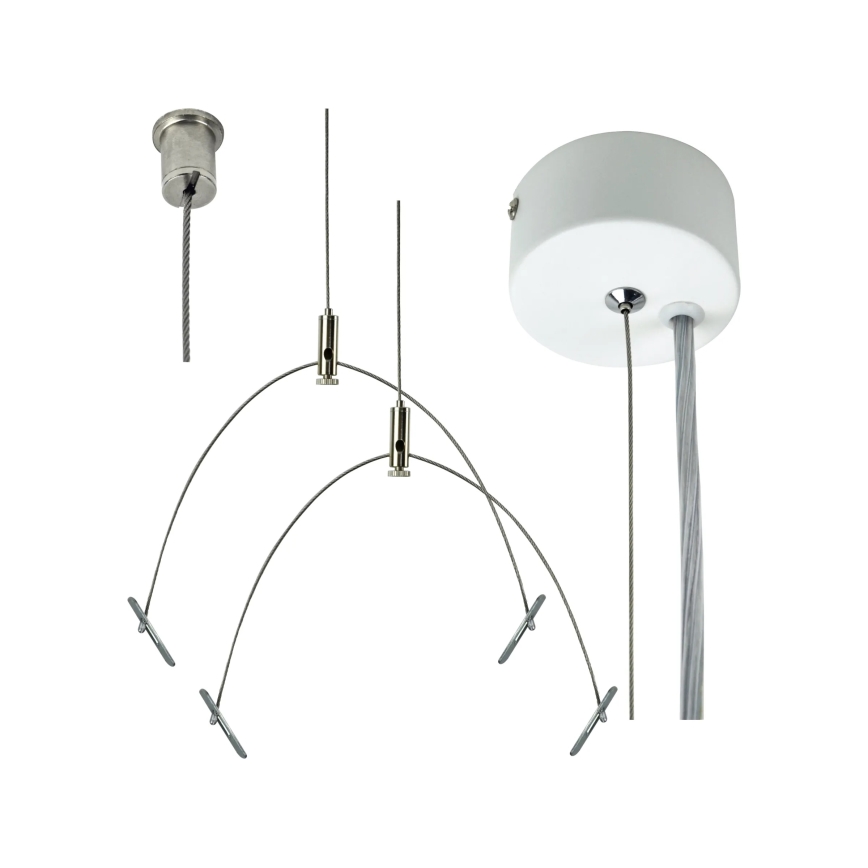 e2 elektro - Pakabinimo trosų rinkinys 150 cm, blizgus chromas