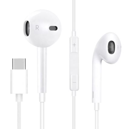 Earphones su microphone USB-C balta