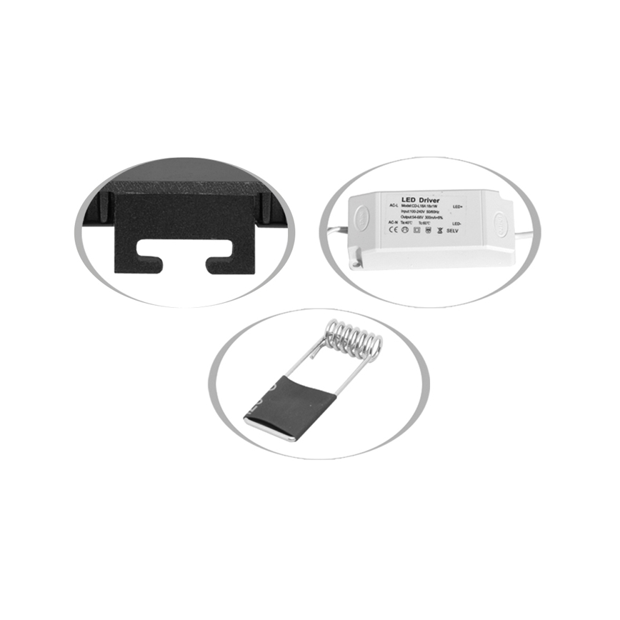 LED įleidžiamas lubinis vonios šviestuvas LADA LED/6W/230V 3000/4000/6000K diametras 12 cm IP44 juoda