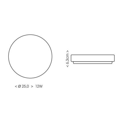 LED lubinis vonios šviestuvas LIRA LED/12W/230V 4000K diametras 25 cm IP44 juoda